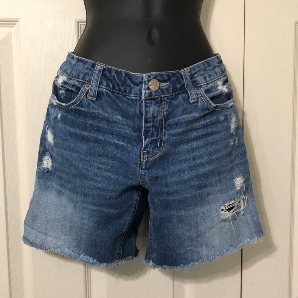 Distressed jean shorts